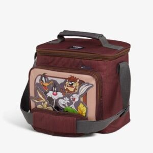 Looney Tunes 9 Can Cooler Bag Brown Adjustable Shoulder Strap NWT